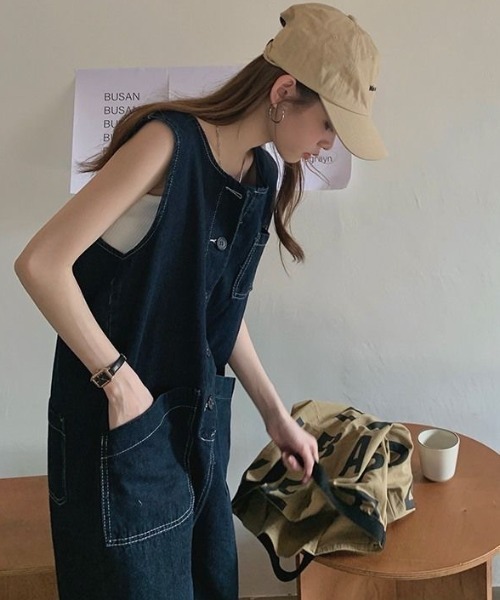 SHEENA（シーナ）の「ワイドデニムオーバーオール（サロペット/オーバーオール・レディース・ダークブルー・S）」の12枚目の写真