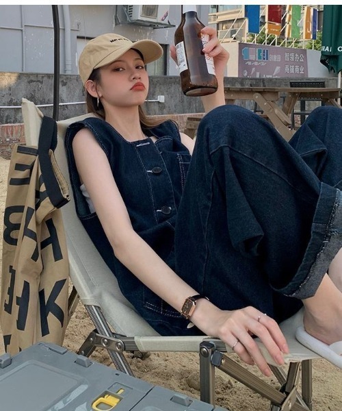 SHEENA（シーナ）の「ワイドデニムオーバーオール（サロペット/オーバーオール・レディース・ダークブルー・S）」の10枚目の写真