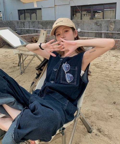 SHEENA（シーナ）の「ワイドデニムオーバーオール（サロペット/オーバーオール・レディース・ダークブルー・S）」の9枚目の写真