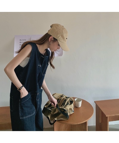 SHEENA（シーナ）の「ワイドデニムオーバーオール（サロペット/オーバーオール・レディース・ダークブルー・S）」の6枚目の写真