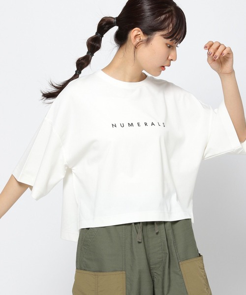 NUMERALS（ヌメラルズ）の「【Girls in NUMERALS】ロゴTシャツ（Tシャツ/カットソー・レディース・パープル/ブラック/ホワイト/ライトグリーン・70/55）」の5枚目の写真