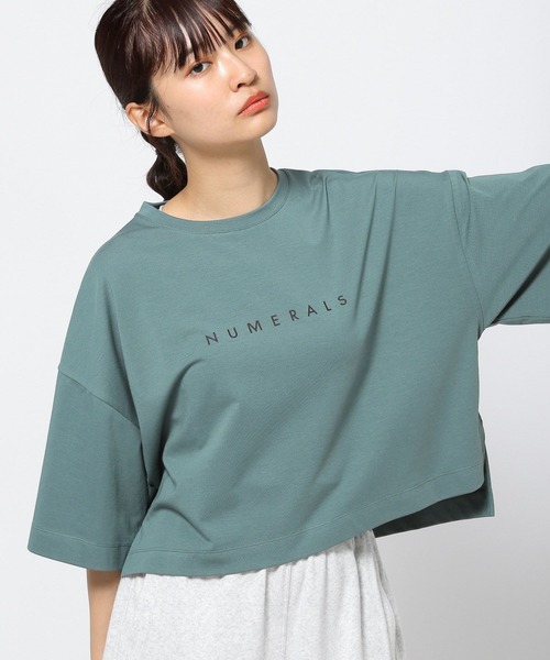 NUMERALS（ヌメラルズ）の「【Girls in NUMERALS】ロゴTシャツ（Tシャツ/カットソー・レディース・パープル/ブラック/ホワイト/ライトグリーン・70/55）」の14枚目の写真