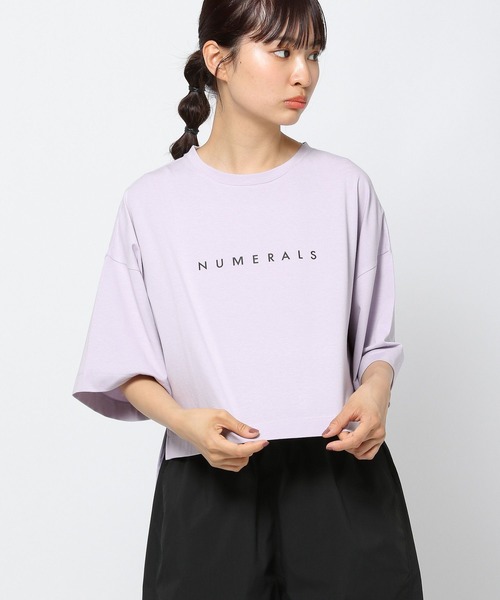 NUMERALS（ヌメラルズ）の「【Girls in NUMERALS】ロゴTシャツ（Tシャツ/カットソー・レディース・パープル/ブラック/ホワイト/ライトグリーン・70/55）」の17枚目の写真