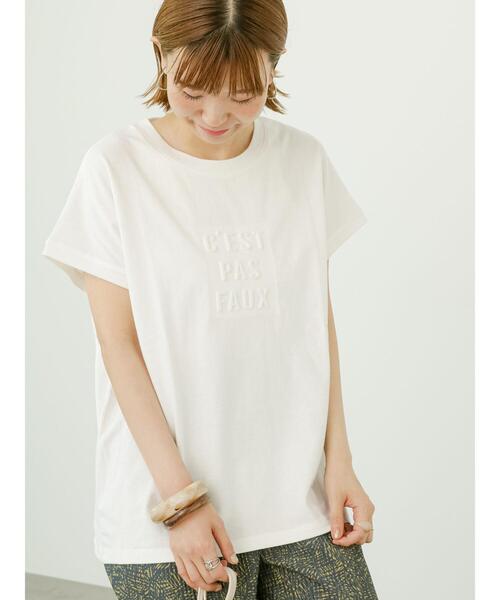 Lugnoncure（ルノンキュール）の「エンボスロゴTシャツ（Tシャツ/カットソー・レディース・グレー/オフホワイト/チャコールグレー・F）」の13枚目の写真