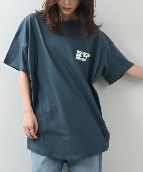 Felt-Maglietta(フェルトマリエッタ)の「フロントバックロゴプリントTシャツ(Tシャツ/カットソー・レディース・ホワイト/チャコールグレー/ブラック/ターコイズブルー・FREE)」の4枚目の写真