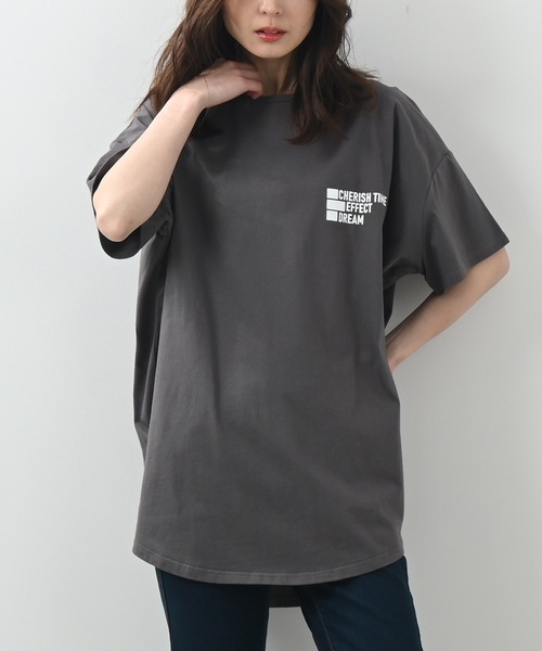 Felt-Maglietta(フェルトマリエッタ)の「フロントバックロゴプリントTシャツ(Tシャツ/カットソー・レディース・ホワイト/チャコールグレー/ブラック/ターコイズブルー・FREE)」の3枚目の写真
