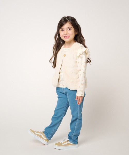 Moujonjon（ムージョンジョン）の「ウエストフリルデニムテーパードパンツ（デニムパンツ・キッズ・ブルー・100/110/120/130/90/140）」の16枚目の写真