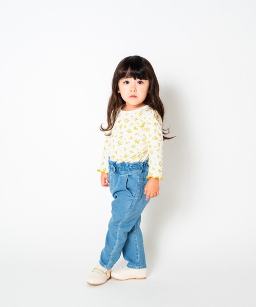 Moujonjon（ムージョンジョン）の「ウエストフリルデニムテーパードパンツ（デニムパンツ・キッズ・ブルー・100/110/120/130/90/140）」の21枚目の写真