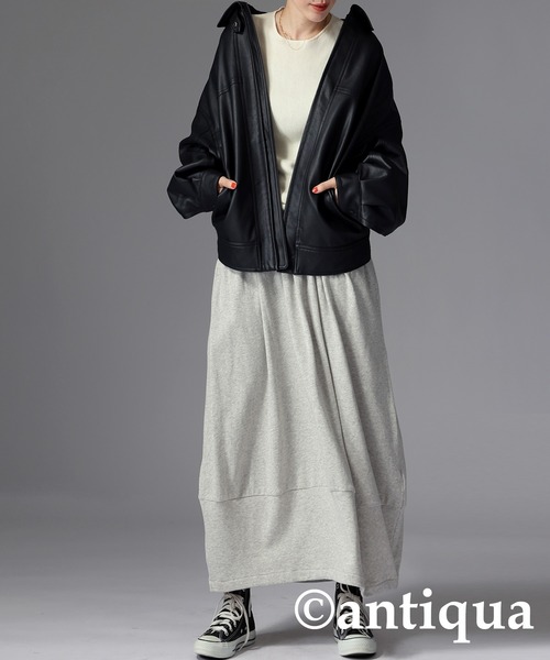 antiqua（アンティカ）の「綿100%裏毛バルーンスカート（スカート・レディース・杢グレー/ブラック・FREE）」の16枚目の写真