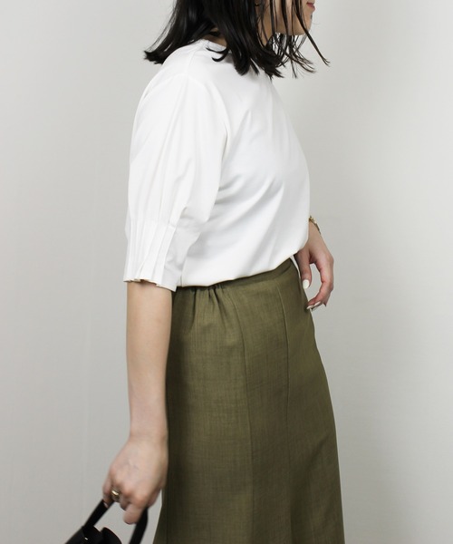 Meli rich（メリーリッチ）の「【接触冷感】前後2WAYスリーブタック5分袖プルオーバー（Tシャツ/カットソー・レディース・オフホワイト・FREE）」の18枚目の写真