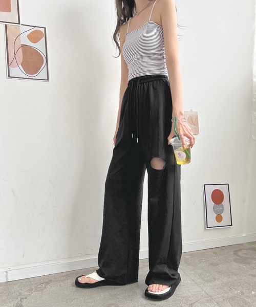 Futier land(フューティアランド)の「カットワイドパンツ(その他パンツ・レディース・杢グレー/イエロー/ブラック・FREE)」の4枚目の写真