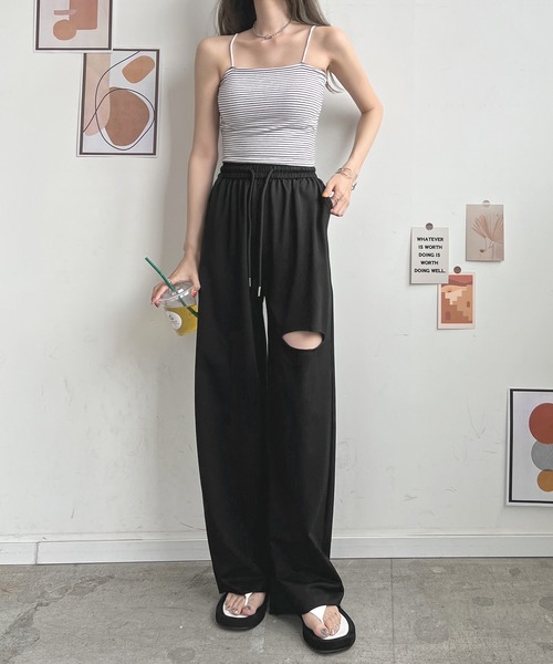 Futier land(フューティアランド)の「カットワイドパンツ(その他パンツ・レディース・杢グレー/イエロー/ブラック・FREE)」の5枚目の写真