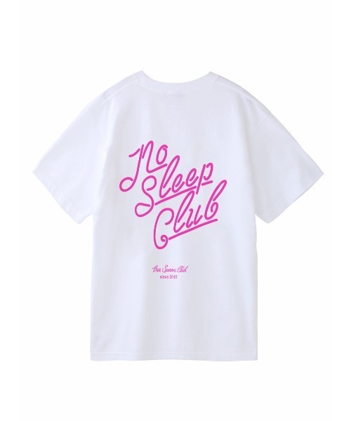 Priv. Spoons Club（プライベートスプーンズクラブ）の「NoSleepClub ロゴプリント半袖Tシャツ（ユニセックス）（Tシャツ/カットソー・レディース・ホワイト×レッド/ピンク/ネイビー/ホワイト×ネイビー/ホワイト×グリーン/ホワイト×ピンク・0(S)/1(M)/2(L)）」の4枚目の写真