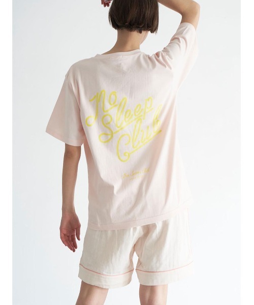 Priv. Spoons Club（プライベートスプーンズクラブ）の「NoSleepClub ロゴプリント半袖Tシャツ（ユニセックス）（Tシャツ/カットソー・レディース・ホワイト×レッド/ピンク/ネイビー/ホワイト×ネイビー/ホワイト×グリーン/ホワイト×ピンク・0(S)/1(M)/2(L)）」の9枚目の写真