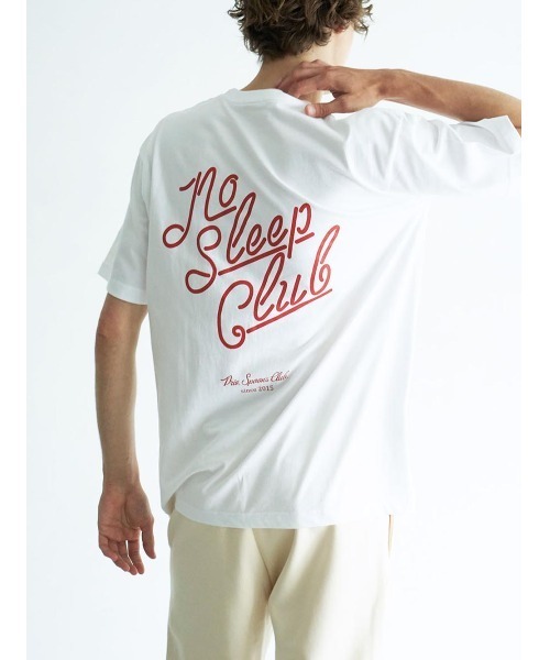 Priv. Spoons Club（プライベートスプーンズクラブ）の「NoSleepClub ロゴプリント半袖Tシャツ（ユニセックス）（Tシャツ/カットソー・レディース・ホワイト×レッド/ピンク/ネイビー/ホワイト×ネイビー/ホワイト×グリーン/ホワイト×ピンク・0(S)/1(M)/2(L)）」の14枚目の写真