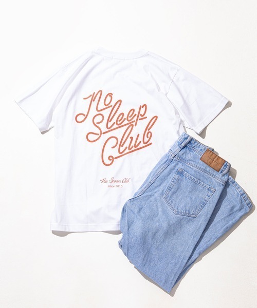 Priv. Spoons Club（プライベートスプーンズクラブ）の「NoSleepClub ロゴプリント半袖Tシャツ（ユニセックス）（Tシャツ/カットソー・レディース・ホワイト×レッド/ピンク/ネイビー/ホワイト×ネイビー/ホワイト×グリーン/ホワイト×ピンク・0(S)/1(M)/2(L)）」の19枚目の写真