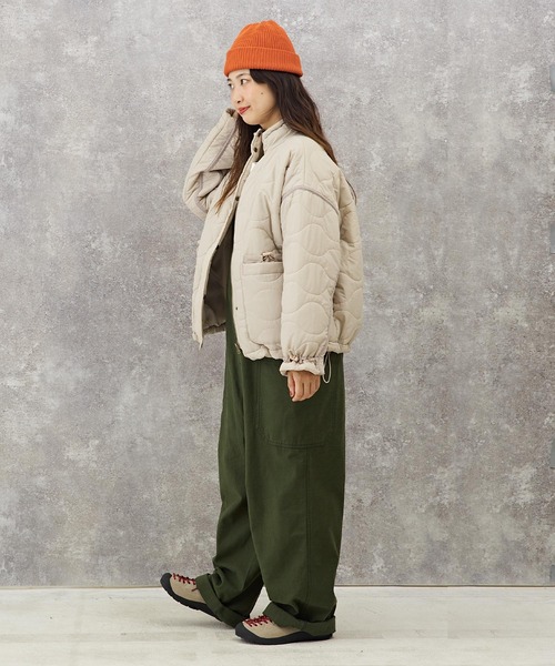 CUBE SUGAR（キューブシュガー）の「リップストップキルティングハイネックブルゾン（ブルゾン・レディース・グレイッシュベージュ/カーキ/ネイビー・M）」の12枚目の写真