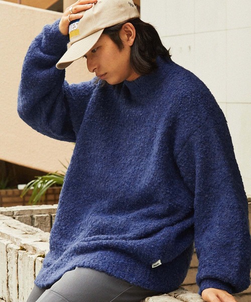 MONO-MART(モノマート)の「【retock's】ループヤーン ビッグシルエットモックネックニット(ニット/セーター・レディース・ブラック/アイボリー/グレイッシュベージュ/オリーブ/ワイン/ブルー/ブラウン/チャコール/ネイビー・M/L)」の8枚目の写真