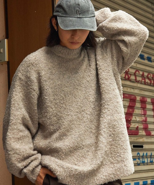 retock's】ループヤーン ビッグシルエットモックネックニット