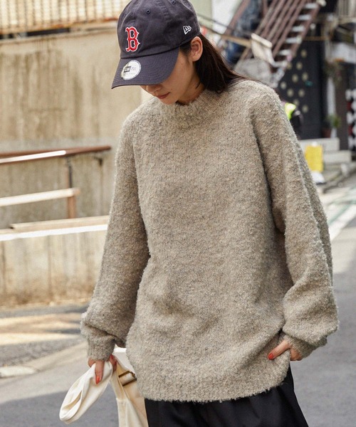 retock's】ループヤーン ビッグシルエットモックネックニット
