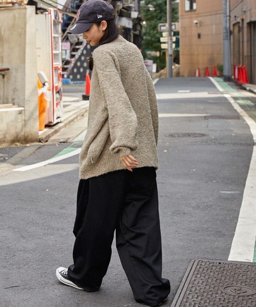 retock's】ループヤーン ビッグシルエットモックネックニット