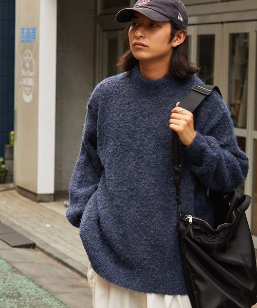 retock's】ループヤーン ビッグシルエットモックネックニット