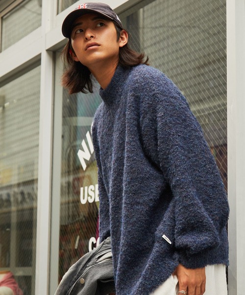 MONO-MART(モノマート)の「【retock's】ループヤーン ビッグシルエットモックネックニット(ニット/セーター・レディース・ブラック/アイボリー/グレイッシュベージュ/オリーブ/ワイン/ブルー/ブラウン/チャコール/ネイビー・M/L)」の12枚目の写真