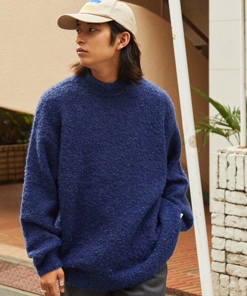 MONO-MART(モノマート)の「【retock's】ループヤーン ビッグシルエットモックネックニット(ニット/セーター・レディース・ブラック/アイボリー/グレイッシュベージュ/オリーブ/ワイン/ブルー/ブラウン/チャコール/ネイビー・M/L)」の19枚目の写真