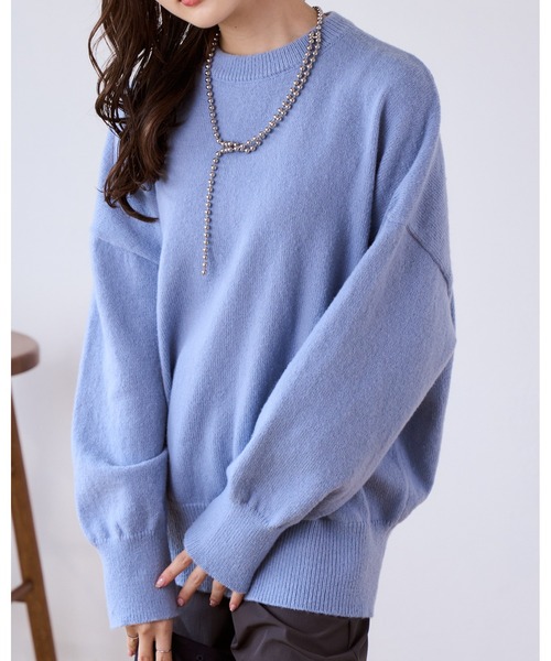 Ada.（エイダ）の「【ふんわりシルエットがかわいい】オーバーサイズ　チュニックニット（ニット/セーター・レディース・ライトブルー/アイボリー/ピンク/チャコール・FREE）」の8枚目の写真