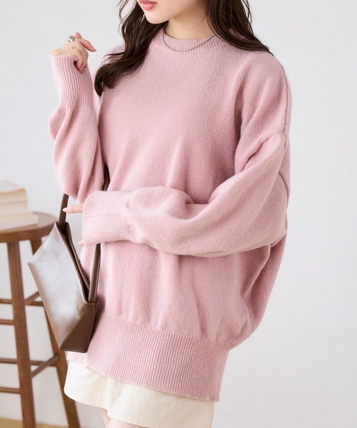 Ada.（エイダ）の「【ふんわりシルエットがかわいい】オーバーサイズ　チュニックニット（ニット/セーター・レディース・ライトブルー/アイボリー/ピンク/チャコール・FREE）」の11枚目の写真