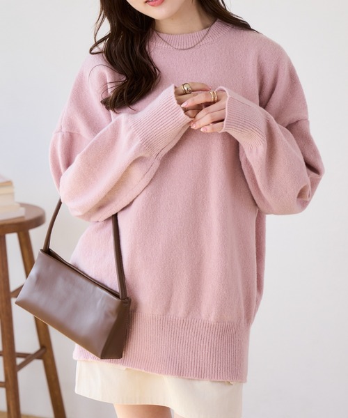 Ada.（エイダ）の「【ふんわりシルエットがかわいい】オーバーサイズ　チュニックニット（ニット/セーター・レディース・ライトブルー/アイボリー/ピンク/チャコール・FREE）」の13枚目の写真