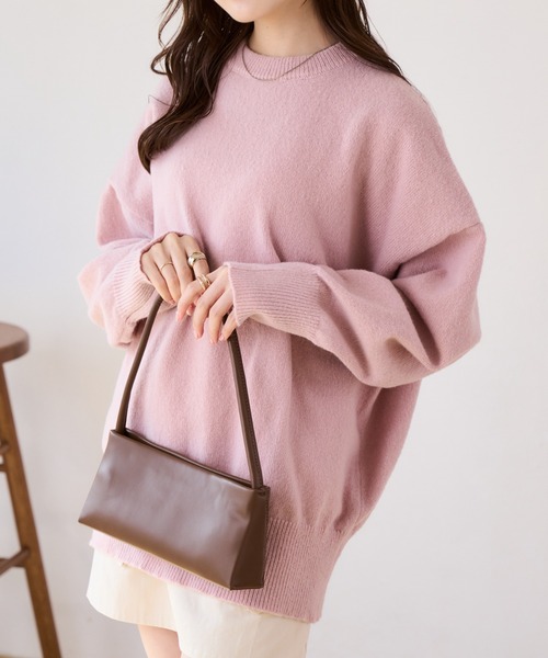 Ada.（エイダ）の「【ふんわりシルエットがかわいい】オーバーサイズ　チュニックニット（ニット/セーター・レディース・ライトブルー/アイボリー/ピンク/チャコール・FREE）」の14枚目の写真