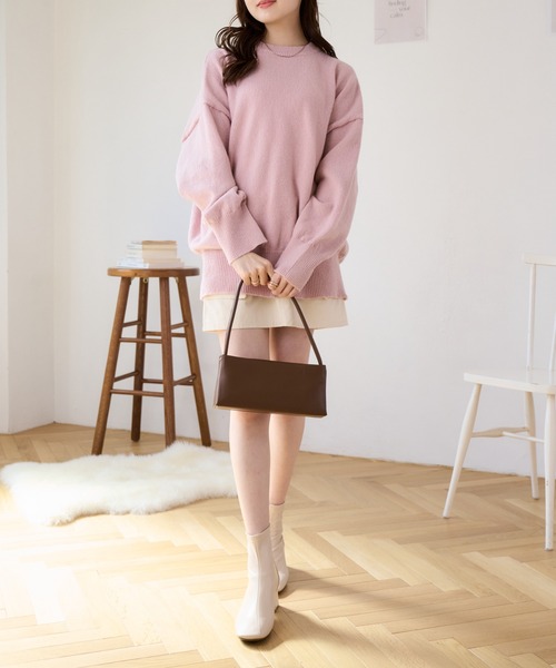 Ada.（エイダ）の「【ふんわりシルエットがかわいい】オーバーサイズ　チュニックニット（ニット/セーター・レディース・ライトブルー/アイボリー/ピンク/チャコール・FREE）」の15枚目の写真