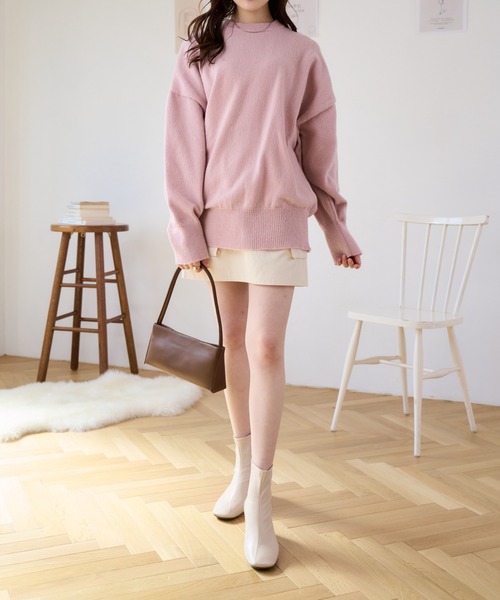 Ada.（エイダ）の「【ふんわりシルエットがかわいい】オーバーサイズ　チュニックニット（ニット/セーター・レディース・ライトブルー/アイボリー/ピンク/チャコール・FREE）」の16枚目の写真