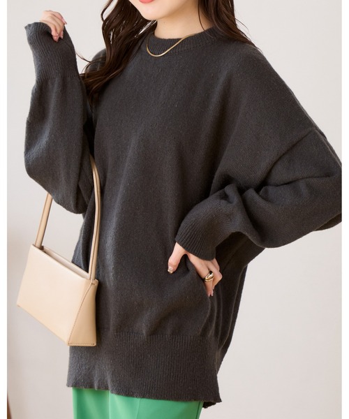 Ada.（エイダ）の「【ふんわりシルエットがかわいい】オーバーサイズ　チュニックニット（ニット/セーター・レディース・ライトブルー/アイボリー/ピンク/チャコール・FREE）」の17枚目の写真