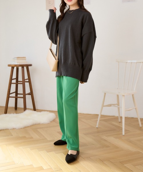 Ada.（エイダ）の「【ふんわりシルエットがかわいい】オーバーサイズ　チュニックニット（ニット/セーター・レディース・ライトブルー/アイボリー/ピンク/チャコール・FREE）」の18枚目の写真