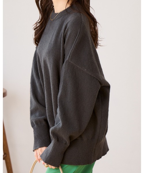 Ada.（エイダ）の「【ふんわりシルエットがかわいい】オーバーサイズ　チュニックニット（ニット/セーター・レディース・ライトブルー/アイボリー/ピンク/チャコール・FREE）」の20枚目の写真