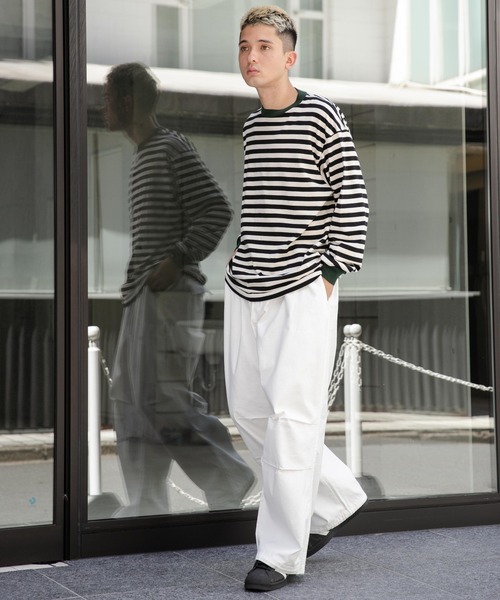 WEGO（ウィゴー）の「WEGO/バックサテンワイドミリタリーパンツ（カーゴパンツ・メンズ・カーキ/ブラック/ホワイト・LARGE/MEDIUM）」の4枚目の写真