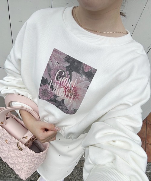 one after another NICE CLAUP（ワンアフターアナザーナイスクラップ）の「裾ドロスト/アソートショートスウェット（スウェット・レディース・ライトピンク/オフホワイト/オートミール・FREE）」の14枚目の写真