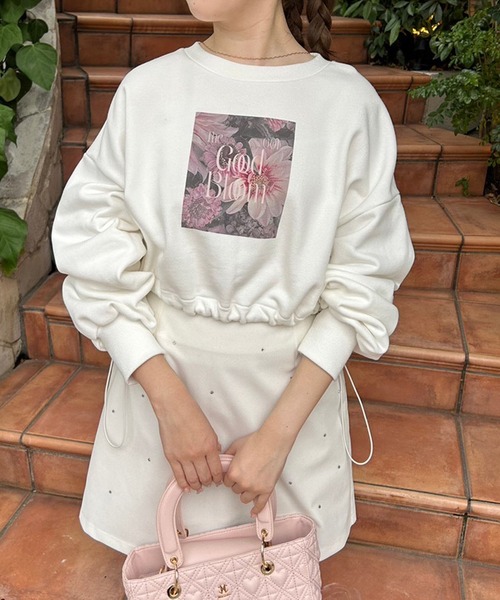 one after another NICE CLAUP（ワンアフターアナザーナイスクラップ）の「裾ドロスト/アソートショートスウェット（スウェット・レディース・ライトピンク/オフホワイト/オートミール・FREE）」の17枚目の写真