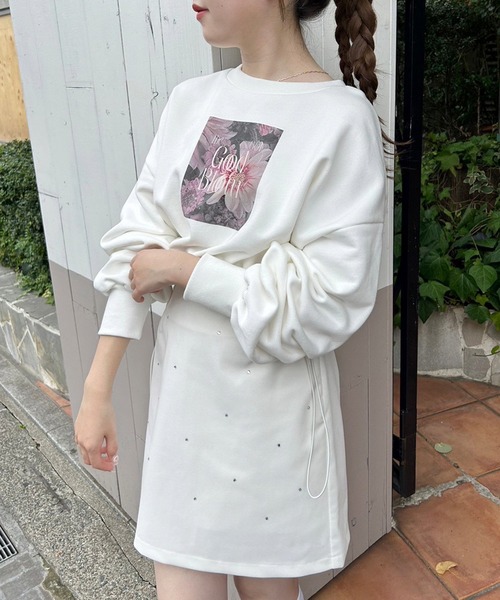 one after another NICE CLAUP（ワンアフターアナザーナイスクラップ）の「裾ドロスト/アソートショートスウェット（スウェット・レディース・ライトピンク/オフホワイト/オートミール・FREE）」の16枚目の写真