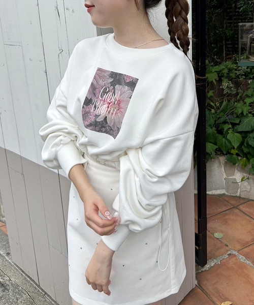 one after another NICE CLAUP（ワンアフターアナザーナイスクラップ）の「裾ドロスト/アソートショートスウェット（スウェット・レディース・ライトピンク/オフホワイト/オートミール・FREE）」の15枚目の写真