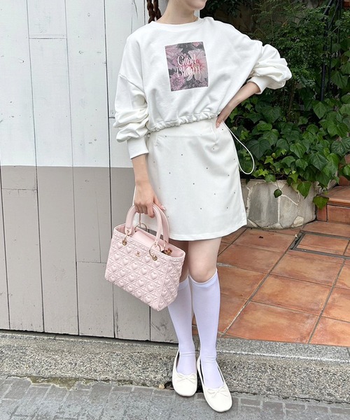 one after another NICE CLAUP（ワンアフターアナザーナイスクラップ）の「裾ドロスト/アソートショートスウェット（スウェット・レディース・ライトピンク/オフホワイト/オートミール・FREE）」の21枚目の写真