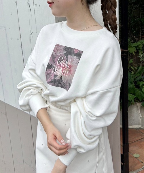 one after another NICE CLAUP（ワンアフターアナザーナイスクラップ）の「裾ドロスト/アソートショートスウェット（スウェット・レディース・ライトピンク/オフホワイト/オートミール・FREE）」の13枚目の写真