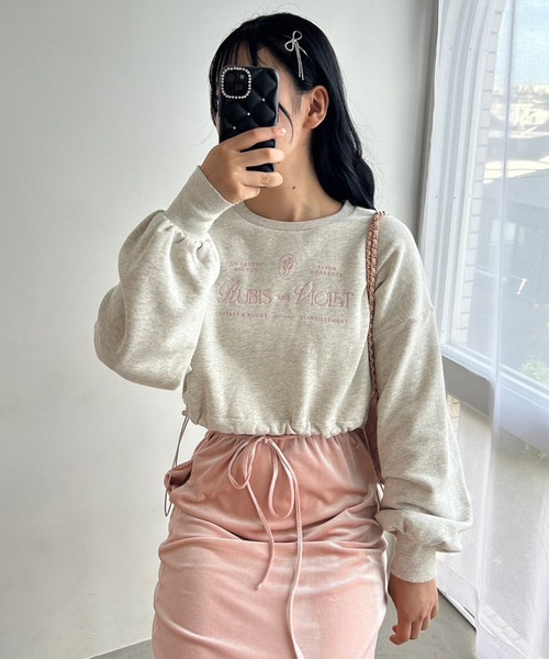 one after another NICE CLAUP（ワンアフターアナザーナイスクラップ）の「裾ドロスト/アソートショートスウェット（スウェット・レディース・ライトピンク/オフホワイト/オートミール・FREE）」の11枚目の写真