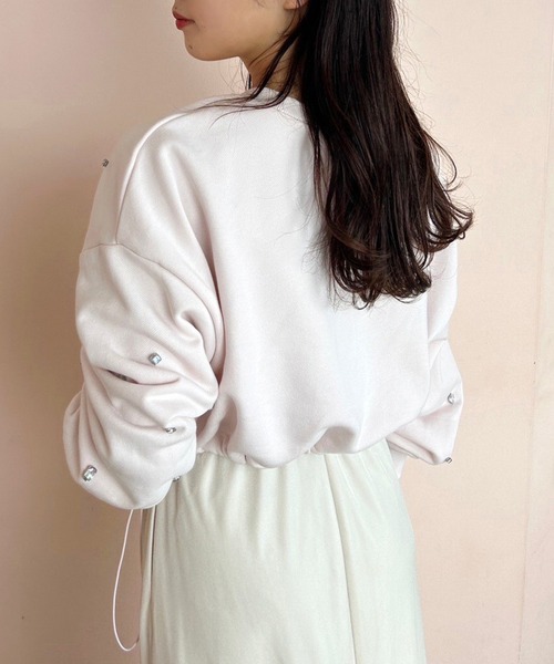 one after another NICE CLAUP（ワンアフターアナザーナイスクラップ）の「裾ドロスト/アソートショートスウェット（スウェット・レディース・ライトピンク/オフホワイト/オートミール・FREE）」の8枚目の写真