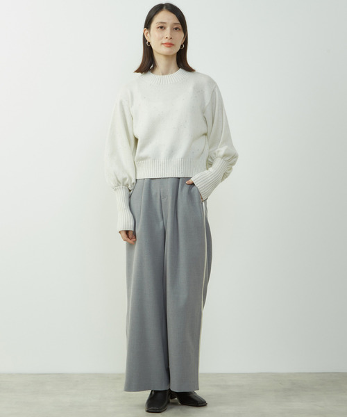 SOFFITTO(ソフィット)の「2WAYストレッチサイドラインセミワイドパンツ(その他パンツ・レディース・ベージュ/ブラック/トップグレー・M/S)」の4枚目の写真