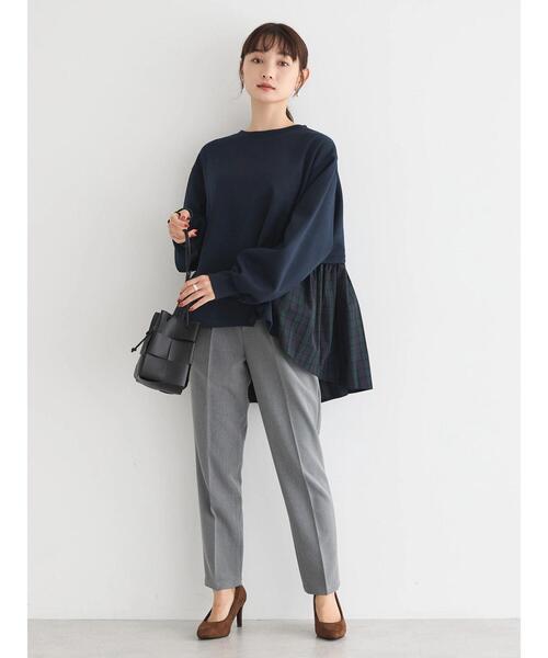 AMERICAN HOLIC 異素材バックフレアポンチプルオーバー ネイビー AMERICAN HOLIC（アメリカンホリック）の「異素材バックフレア HOLIC 異素材バックタックドッキングプルオーバー | アメリカンホリック