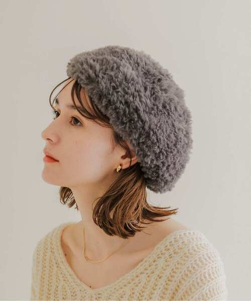 SMELLY（スメリー）の「ファーニットベレー（ハンチング/ベレー帽・レディース・ブラック/グレー・-）」の3枚目の写真