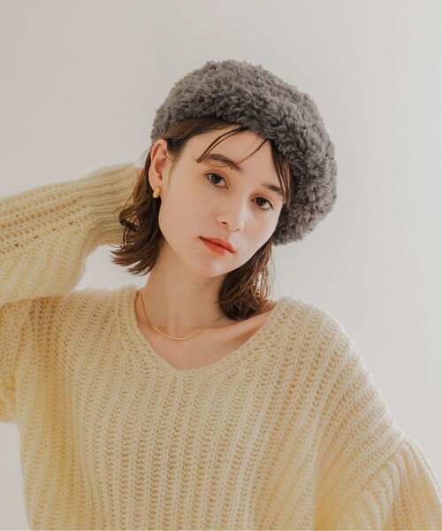SMELLY（スメリー）の「ファーニットベレー（ハンチング/ベレー帽・レディース・ブラック/グレー・-）」の5枚目の写真